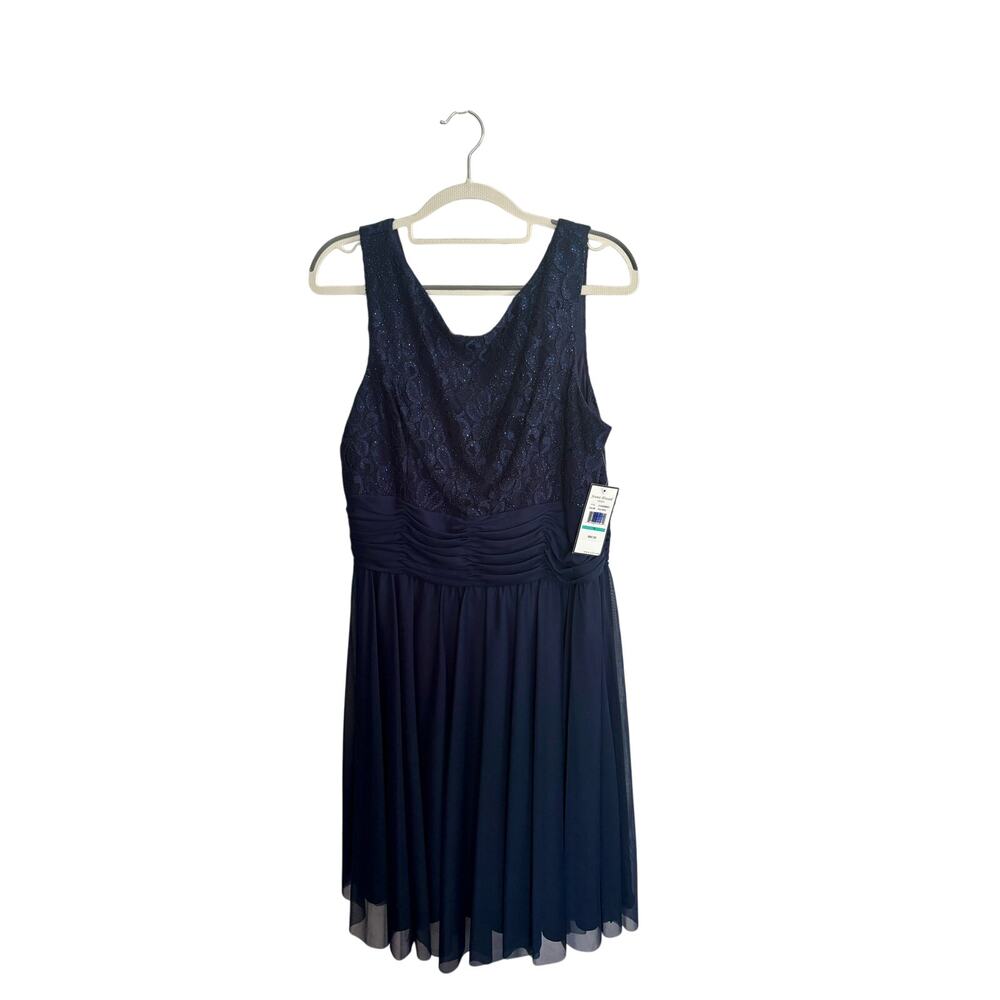 NWT Jessica Howard Navy Glitter Lace Chiffon Party Dress Size 16 Flowy
